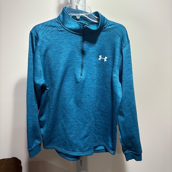 UNDER ARMOUR Fleece Quarter Zip Sweatshirt Sz L Blue Topaz Sweater Athletic - Picture 1 of 9